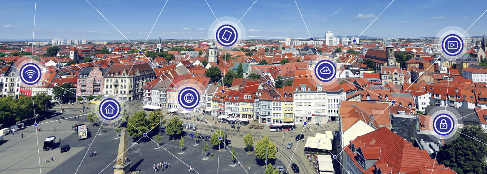 Headerbild zeigt die Erfurter Innenstadt