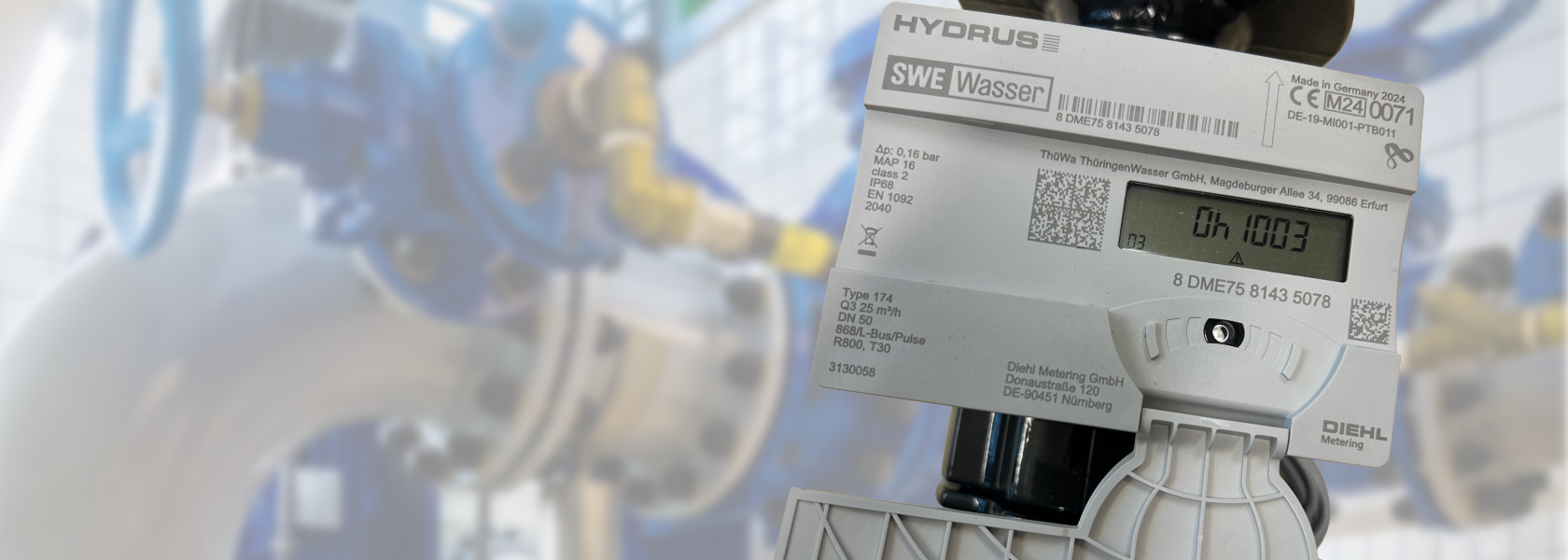 Blauer Wasserzähler